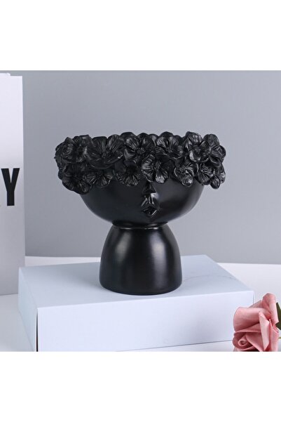 collection77 Iskandinav Tarzı Çiçekçi Kız Figür Dekoratif Beton Vazo Saksı