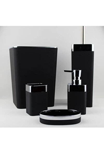 Via Lex Akrilik 5 Parça Banyo Seti Siyah Kb-s-0024