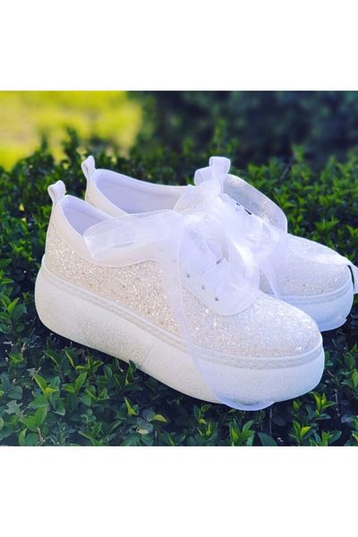 Ayakkabı Tutkusu Stilo ® Pantofi de mireasa Sport 5cm Extrem de Confortabil Alb Elegant Opac Alb Sclipici
