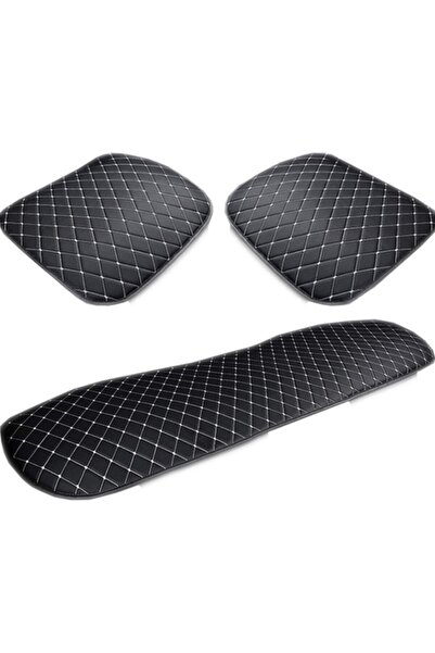 zifona Δερμάτινο μαξιλάρι καθίσματος αυτοκινήτου, μαύρο δερμάτινο, λευκό κέντ...