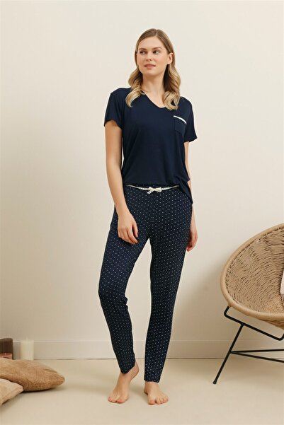 Cossy By Aqua Σετ Πιτζάμες Ναυτικό Μπλε 21aqu0021684