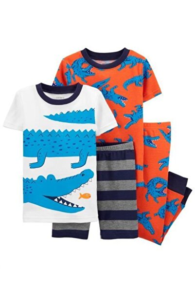 Carter's Erkek Bebek Mavi Timsah Desenli Pijama Takımı 4lü 1k629910