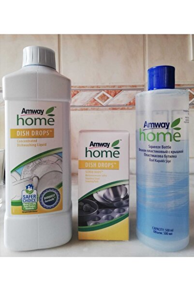 Amway Dish Drops Bulaşık Deterjanı + Bulaşık Teli + Sulandırıcı Şışe 3 Lü Ürün