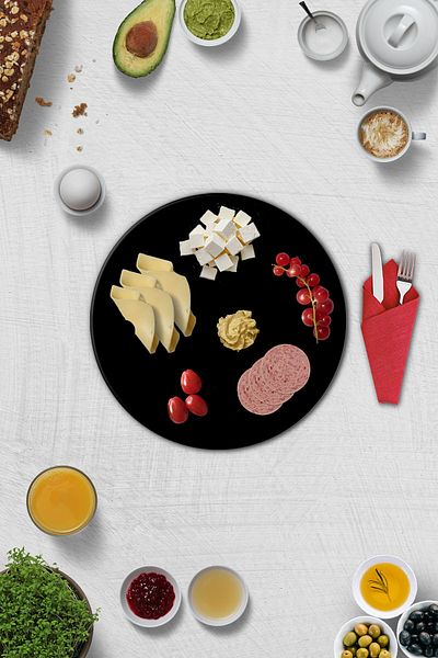Decorita Set of 2| Glass Plate - Breakfast Plate - Cake Plate| Solid Color - Black| Diameter32cm