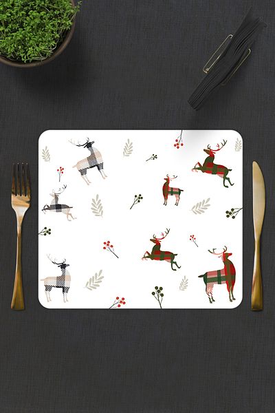 Decorita Set of 2 Forest Deers| Glass Plate - Breakfast Plate - Cake Plate| 29cm X 34cm