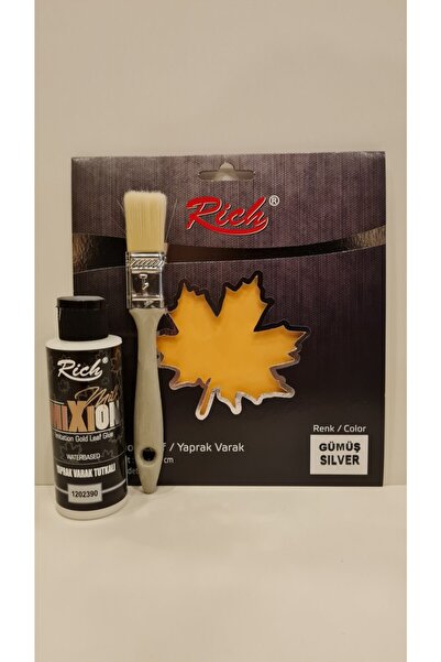 Rich Gümüş (silver ) Yaprak Varak Seti ( Mixion , Fırça Ve 25 Adet 16x16 Gümü...