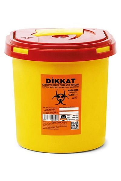 ÇELİKPENÇE 10 Pieces Infected Waste Box 1.3 Lt. + Medical Waste Bag 2 Pieces