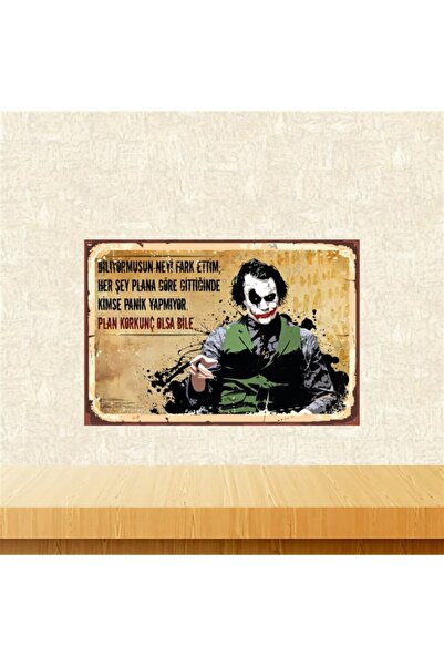 TAKIFİX Joker Plan Korkunç Olsa Bile Tasarımlı 20-30 Cm Retro Ahşap Tablo Tkf...