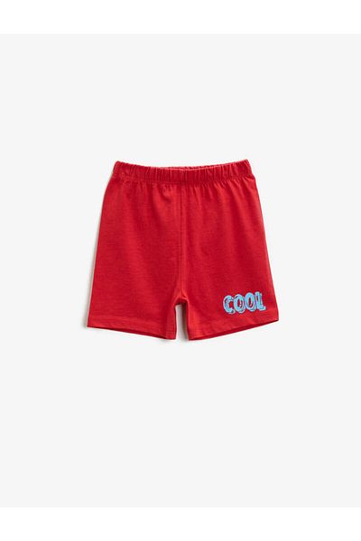 Koton Boy's Red Text Printed Shorts