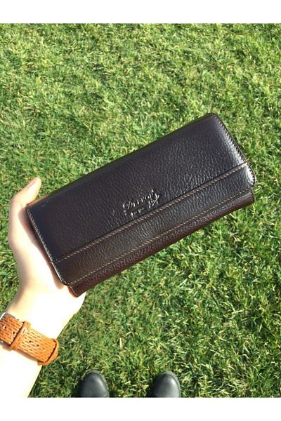 DERKON Useful Genuine Leather Brown Women's Wallet