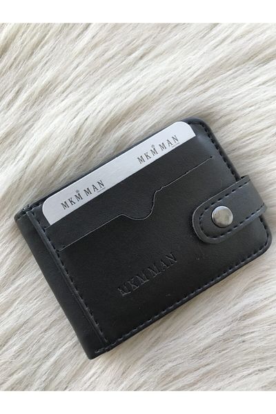 MKM MAN Black Men's Classic Leather Card Holder Wallet