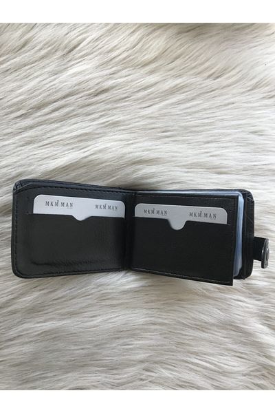 MKM MAN Black Men's Classic Leather Card Holder Wallet