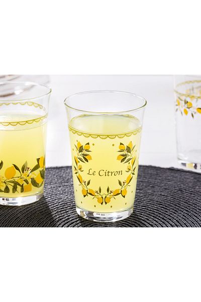 Madame Coco Lemon Printed 3-Piece Water Glass Set 290 ml