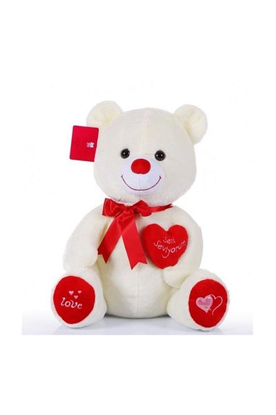 Selay Oyuncak Heart Teddy Bear 50 Cm Cream
