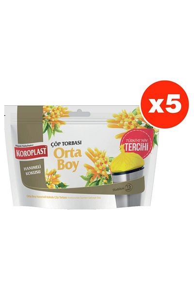 Koroplast Hanımeli Scented Medium Size 15 Pieces Garbage Bags X 5 Pack (55*60 Cm)