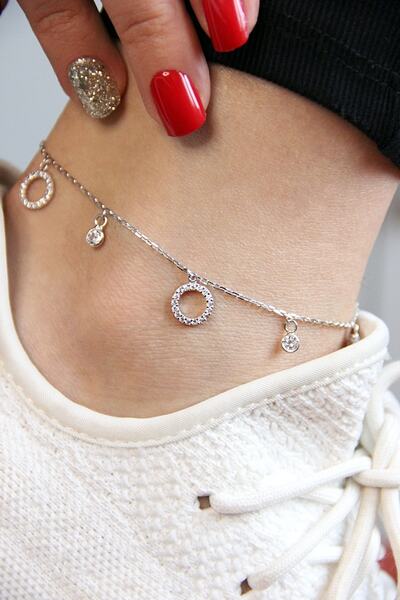 Argentum Concept Zirkon Taşlı 925 Ayar Gümüş Halkalı Halhal - H004001