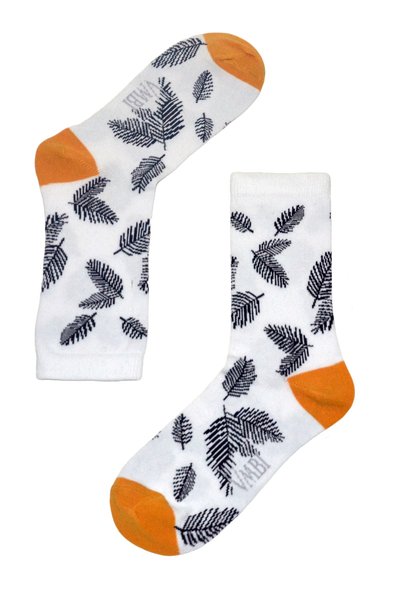 VMBI Women's Gray Leaf Patterned Boxed Socks Set of 3