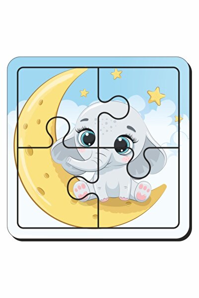 Baskı Atölyesi Kedi, Helikopter, Aydede Ve Fil, Arı 4 Parça 4'lü Yapboz Ilk Puzzle, Kolay Puzzle