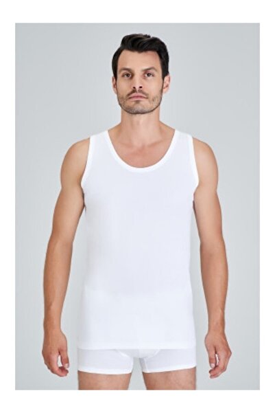 GÜMÜŞ قميص داخلي رجالي أبيض بحزام سميك
