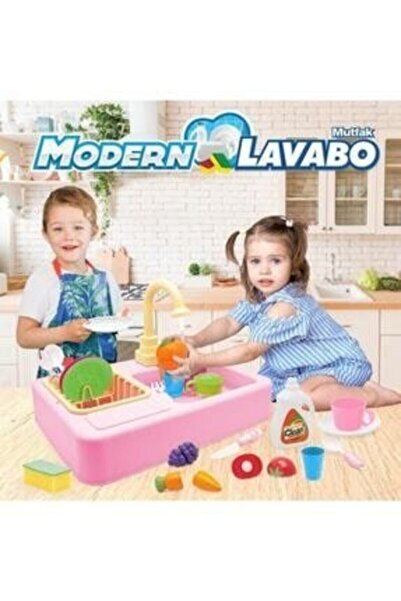Genel Markalar Modern Çeşmeli Lavabo Seti + Kayyum Yunus Balığı Figürlü Oyuncak Köpük Tabancası