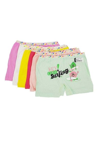 Tutku Girl's 6" Mixed Pattern Colored Elastane Cotton Boxer 0181