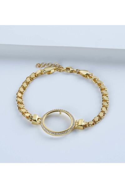 Gümüşistan 925 Ayar Gümüş Çeyrek Altın Için Pullu Zincir Bileklik