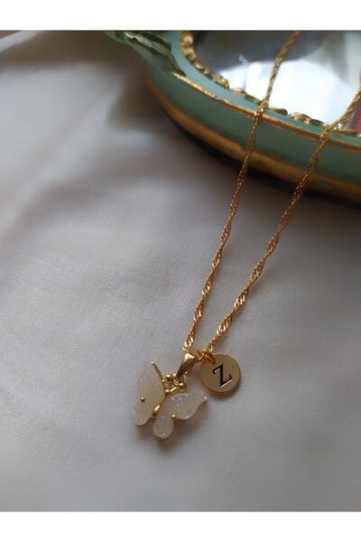Asia by Leuvoié Beyaz Z Harfli Kelebek Kolye