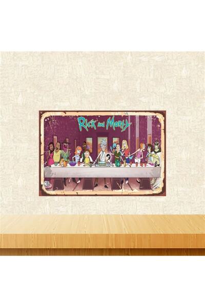 TAKIFİX Rick And Morty Tasarımlı 20-30 Cm Retro Ahşap Tablo Tkfx5664