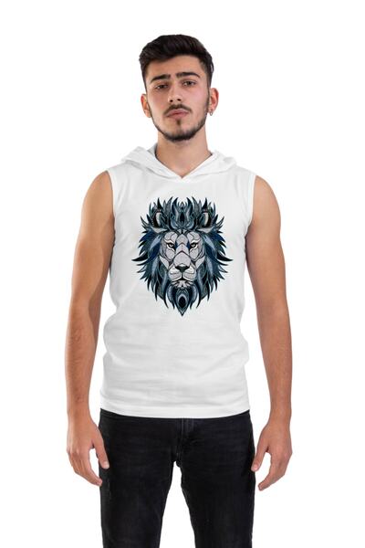 Raf Coll Унісекс біла футболка з капюшоном без рукавів з принтом A.d.