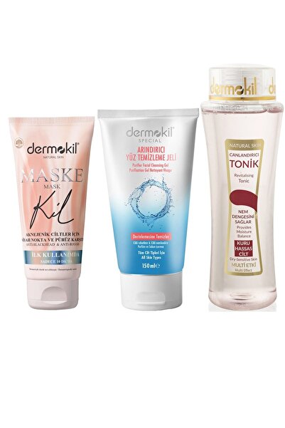 Dermokil Acne Blackhead Mask, Facial Cleansing Gel 150 Ml, Dry Skin Tonic 200ml