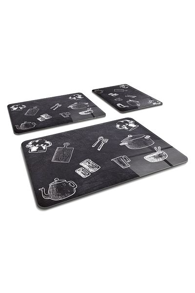 Decorita Set of 3 Blackboard Look| Glass Cutting Board - Glass Cutting Table