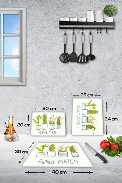 Decorita 3 Piece Set Perfect Match| Glass Cutting Board - Glass Cutting Table