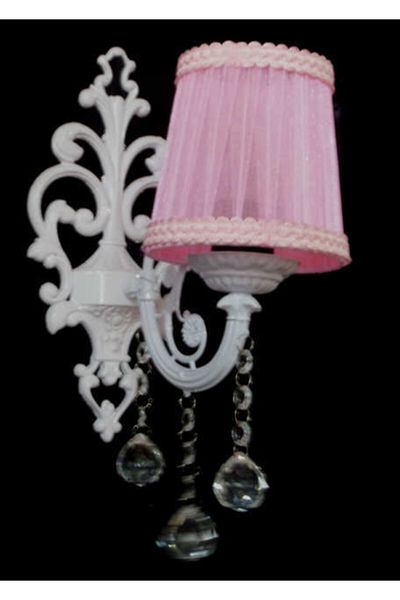 TEKAY AYDINLATMA Pink Head Stoned White Cast Wall Sconce E 27 Lampholder (normal Lampholder)