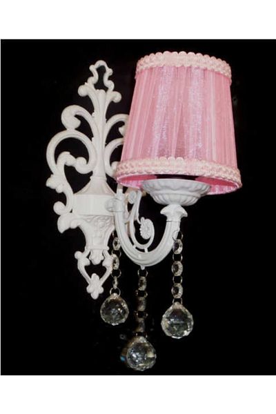 TEKAY AYDINLATMA Pink Head Stoned White Cast Wall Sconce E 27 Lampholder (normal Lampholder)