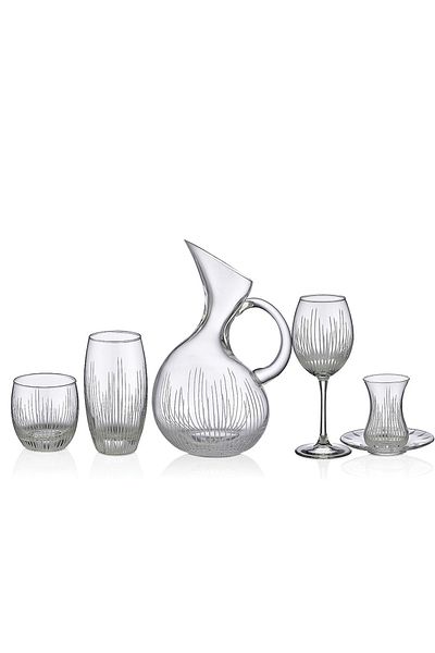 KCD Light Simple 31 Piece Glass Tableware Presentation Dowry Set Water Cup Set Cutting Hand Decor