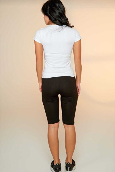 Tutku Elit Γυναικείο μαύρο κοντό κολάν 2" Modal Elastane Lycra χτενισμένο βαμβακερό 2103