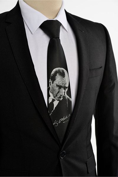 Brianze Black Mustafa Kemal Atatürk Woven Tie