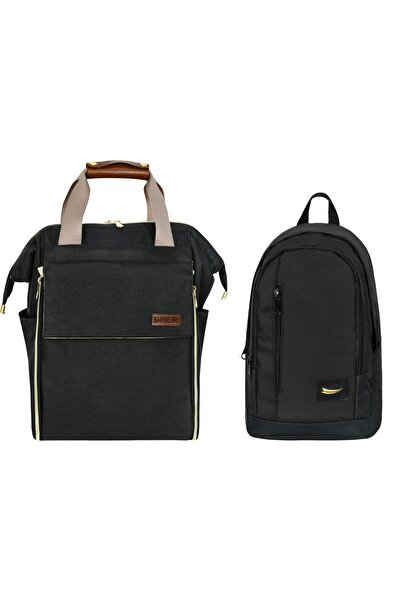 barberri Anne Bebek Bakım Siyah Luks Yataklı Sırt Çantası Ve Mini Sırt Çantas...