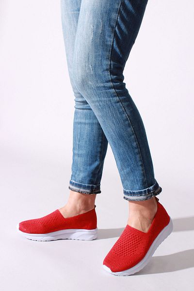 ROVIGO Women's Red Glitter Ballerinas