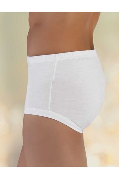 Şahinler Men's White Combed Cotton Bag Briefs Me013