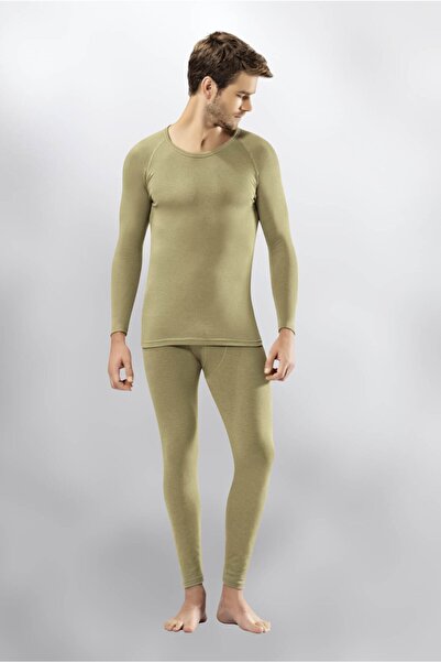 KOTA طقم ملابس داخلية حرارية عسكرية باللون الأخضر للرجال Ary2002h
