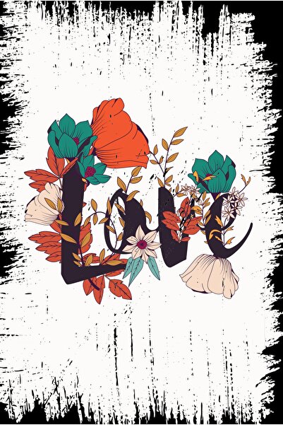 hediyeniburadabul Αφίσα τοίχου Sevgi Retro Ξύλινη 20x30