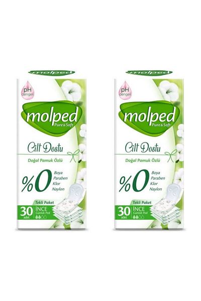 Molped Daily Pad Pure Soft Skin Friendly Thin 30Pcs X 2 Pack 60 Pieces