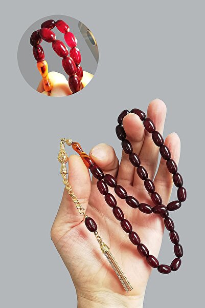 Modalyon Havşa Delim 7*12 Mm Kolye Model Sıkma Kehribar Tesbih Tıraşlı Imame ...