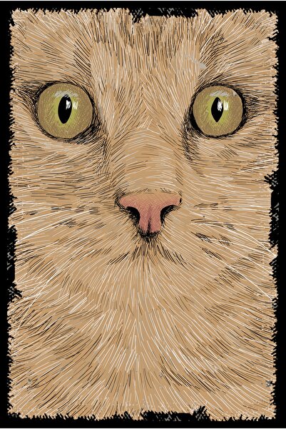 hediyeniburadabul Ρετρό Ξύλινη Αφίσα Τοίχου Γάτας 20x30