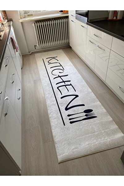 simenteks Beyaz Kitchen  Yazılı Halı