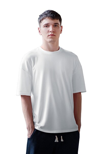 ACR Giyim Ανδρικό μπλουζάκι με κοντομάνικο λευκό Oversize Crew λαιμόκοψη
