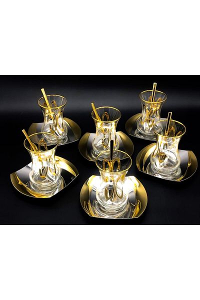ÖzSa Home Islamoğlu Amor Gold 18 Piece Tea Set