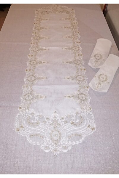 Hilal Home Etual Linen Güpürlü 12 Kişilik Yemek Takımı