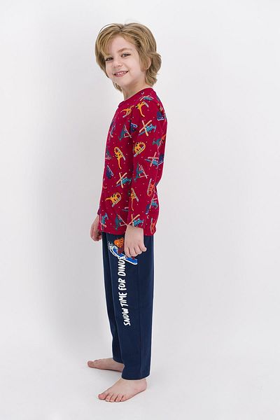ROLY POLY Boy's Claret Red Light Winter Snow Dinos Pajama Set-1877